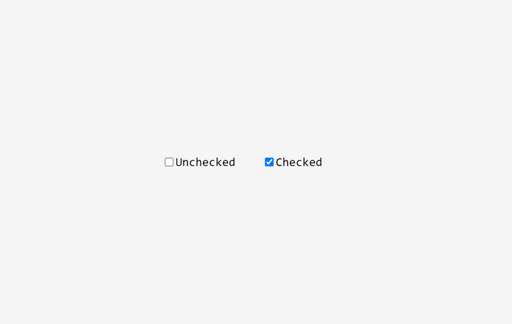 Screenshot de deux inputs checkbox montrant le style par défault lorsque la checkbox est checked et unchecked.